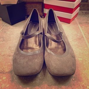 Suede Mary Jane style flats